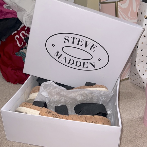 steve madden Bandi Blush Cork-Wrapped Textile Ankle Strap Platform Wedge Sandal - Picture 4 of 5